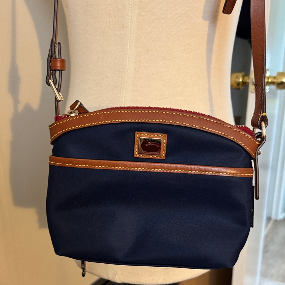 Dooney & Bourke Navy and Tan small Crossbody Bag